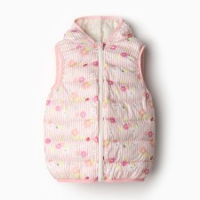 Warm vest for girls, pink color, height 104-110 cm