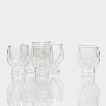 Set of glass piles with double walls "Almaz", 100 ml, 6 pcs-1