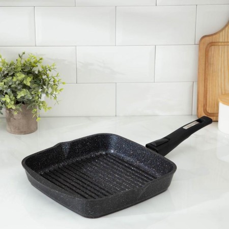 Granite Grill pan, 26 × 26, removable handle, glass cover, anti-stick coating, black color-1