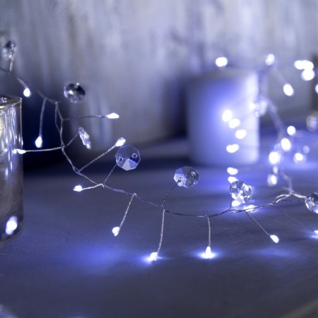 Girlyanda "Mishura" 2 m dews with nozzles "petals", IP20, silver thread, 100 LED, white glow, AAX3-1
