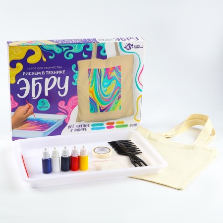We draw a set for creativity using EBRU technique, chover, 5 colors-2