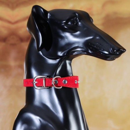 Collar "velvet and rhinestones", 31 x 1.3/2 cm, Osh 22-28 cm, red-6