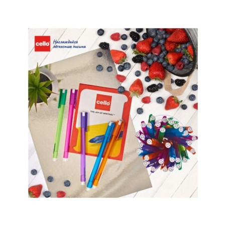 Balloon handle Cello Frosty, node 0.7 mm, blue ink, MIX case-6