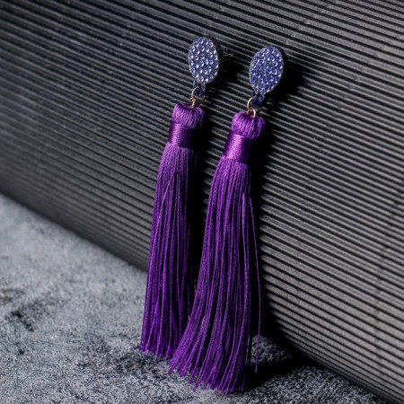 Earrings "Brushes" harmony, purple color, l brush 8.5 cm-4