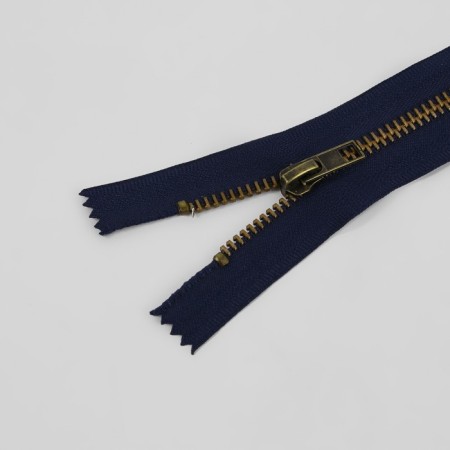 Metal zipper, No. 5, non-proceeding, automatic lock, 18 cm, dark blue color/antique-1
