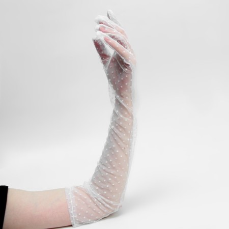 Carnival gloves, white color, long-3