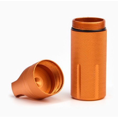 A waterproof keychain-container for small things, orange, 11 cm-2
