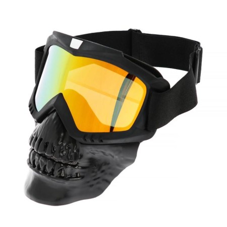 Mask glasses for motor vehicles, collapsible, orange visor, black color