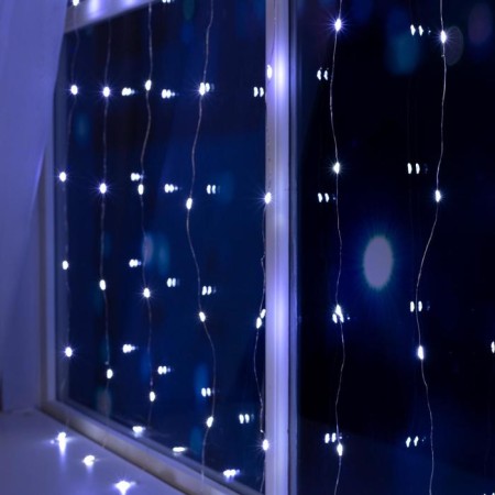 Garland "Curtain" 1 × 1 m dew, IP20, silver thread, 100 LED, white glow, 12 V-2