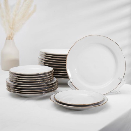 A set of plates with a gold border, 24 pcs