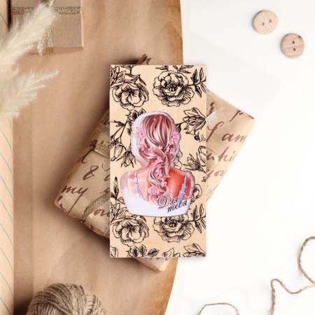 Wooden envelope "For you!" roses, 8x16 cm