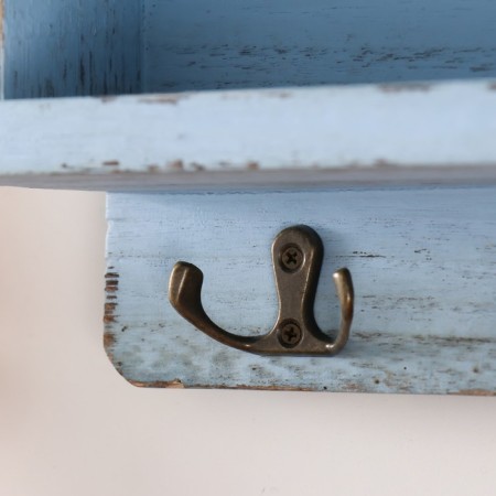 Decorative wood hooks with pocket and shelf "Gray aged" 10.5x28x18 cm-2