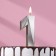 Candle in the Cake "Fine", number "1", silver metallic, 6.5 cm