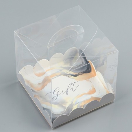 Confectionery box, chest, packaging, “marble”, 11 x 11 x 11 cm-3