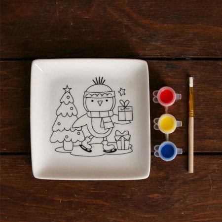 Set a plate for painting "Penguin with gifts" paint 3 cv 2 ml, brush-1