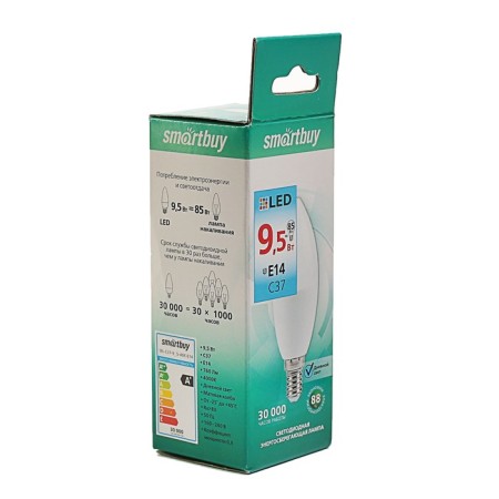 LED LED SMARTBUY, C37, E14, 9.5 W, 4000 K, daylight white light-1