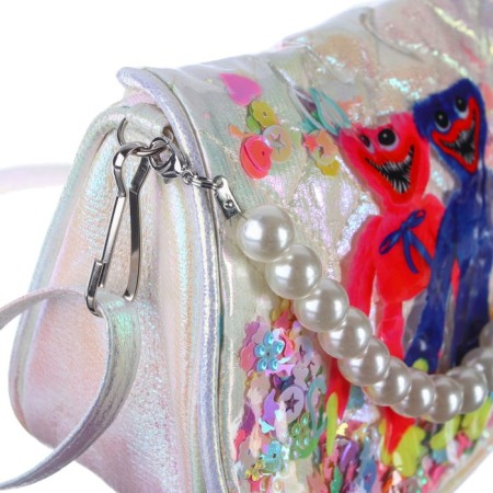 Children's bag on the valve, 6x12x16 cm, adjustable belt, white mix-4