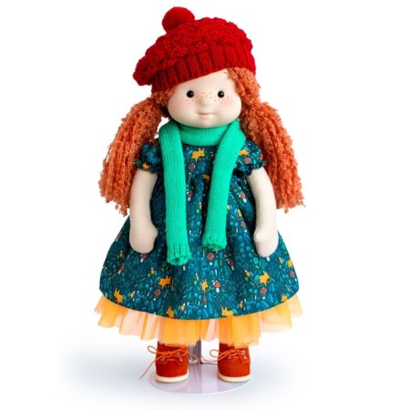 Soft doll "Iva in a hat and scarf", 38 cm