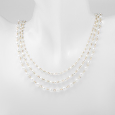 Beads with pearls "Olympia" trio, color gold, 45cm-7