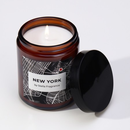 Aromatic candle in the bank "New York", cedar, mint, 250 g-1