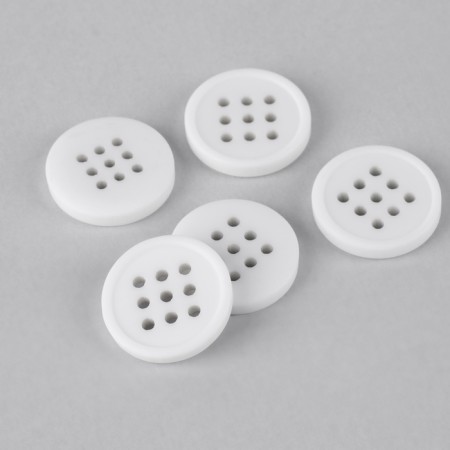 A set of buttons, 9 punctures, d = 18 mm, 10 pcs, white color