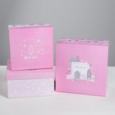 A set of gift boxes 3 in 1 “trend”, 18 x 18 x 10–22 x 22 x 12 cm, new year