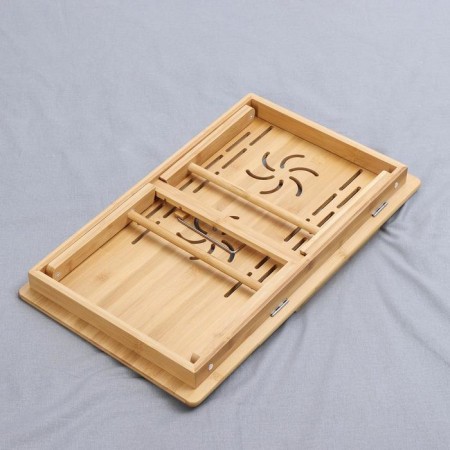 A trailer for a laptop with folding legs, 55.5 × 32.5 × 22 cm, bamboo-5