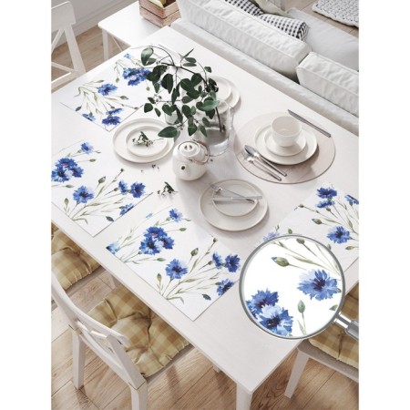A set of napkins for setting the table “von with cornflowers”, rectangular, size 32x46 cm, 4 pcs-1