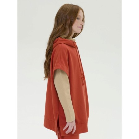 Sleeveless sweatshirt for girls Pelican, height 122 cm, Terracotta color-1