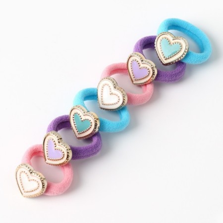 Hair elastic bands "Cute Unicorns" 6 pcs, 3.5 x 3.5 x 1 cm-3