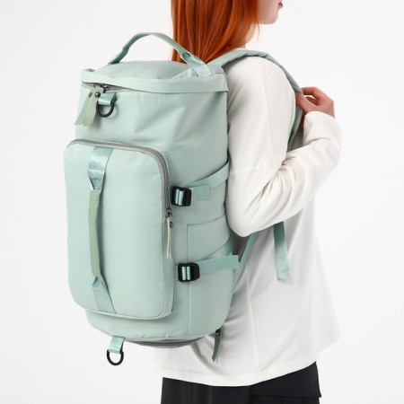 A backpack-samka with a zipper, 4 outer pockets, shoe compartment, green color-7