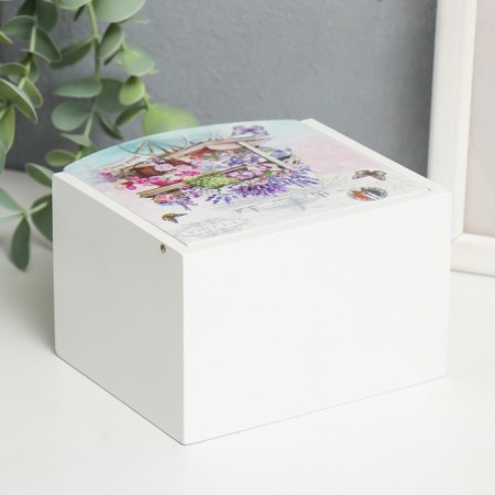 Casket Wood with a mirror "Club with flowers" 10.5x10.8x7 cm-3