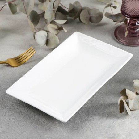 Porcelain dish, 22.5 × 13 cm, white color-1