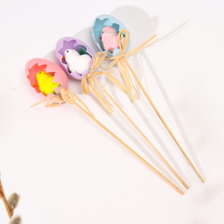 Decor on the Easter wand "Chickens in the egg" 3pc 4x12.5x25 cm-2