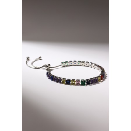 Bracelet with rhinestones "shine" on a puff, colored in silver-1