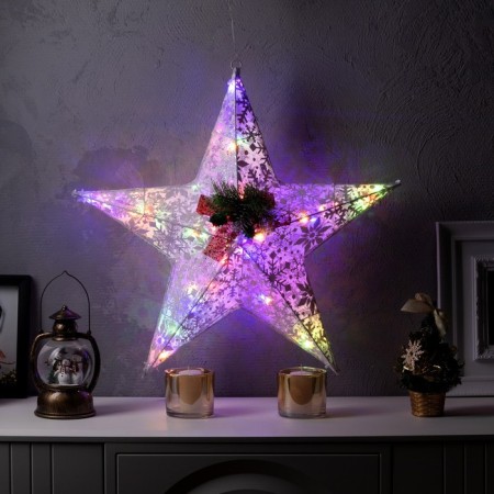LED figure "Star" 30 cm, metal, 220 V, glow of multi