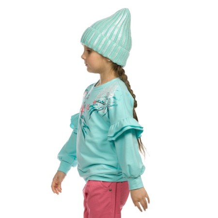 Sweatshirt for girls, height 92 cm, turquoise color-3