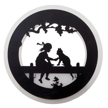 Sconces "Girl and kitten" LED 24W 3000-4000K Black 22x3.5x22 cm-3