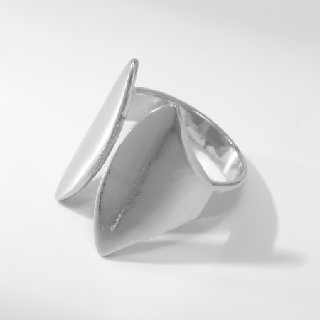 Ring Metal "Trend" two petals, silver color, size 16-1