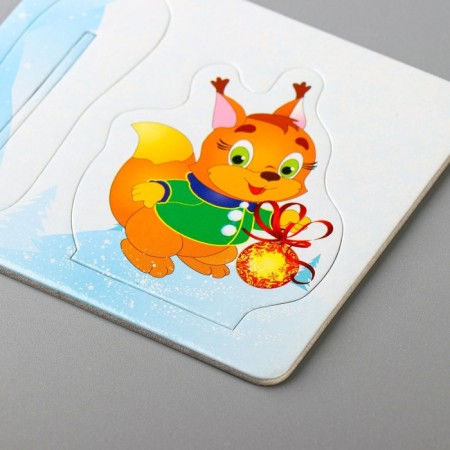 3-D puzzle "New Year's Jewelry" Santa Claus, hut, squirrel-2