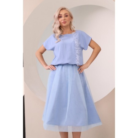 Women's skirt, size 48, blue color-3