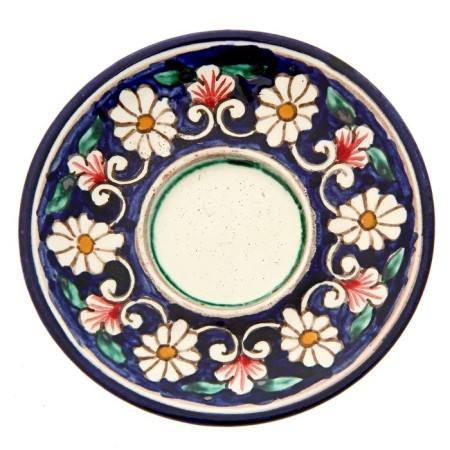 Tea couple of Rishtan ceramics "Flowers", 100 ml, (plate 10cm, cup 7.5cm), blue-6