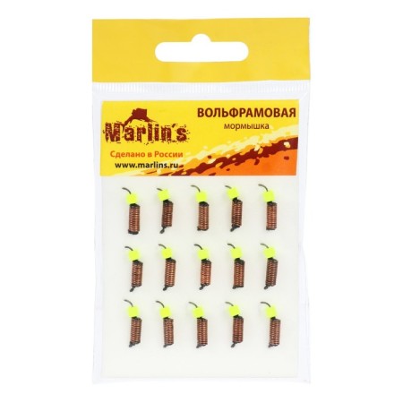 Mormyshka Wolfram Marlin’s Curs, 2 mm, 0.95 g, black + cube lemon UV, 15 pcs.-1
