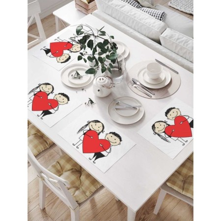 A set of napkins for setting the table "Love for two", rectangular, size 32x46 cm, 4 pcs