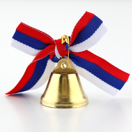A bell on a pin with a bow for graduation, tricolor, d = 2.6 cm-1