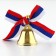 A bell on a pin with a bow for graduation, tricolor, d = 2.6 cm