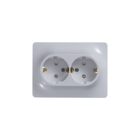 Double SE GLOSSA, 16 A, 250 V, built -in, with salary, curtains, IP20, white, GSL000126-1