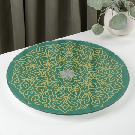 Glass stand for a cake rotating Magistro "East", D = 32 cm, green color