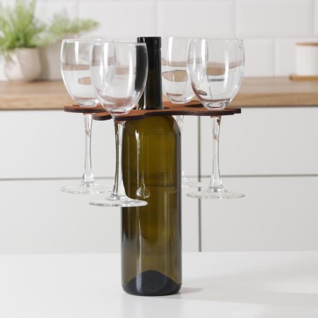 Wine and four glasses stand, 18 × 18 × 2 cm