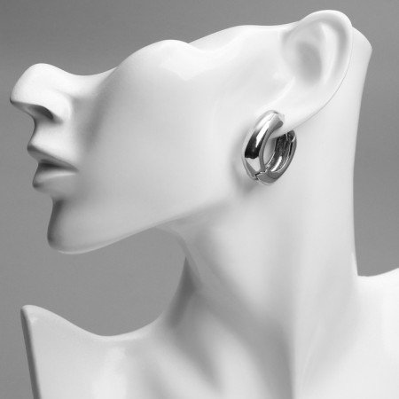 Earrings Metal "Chord" voluminous, silver color-4